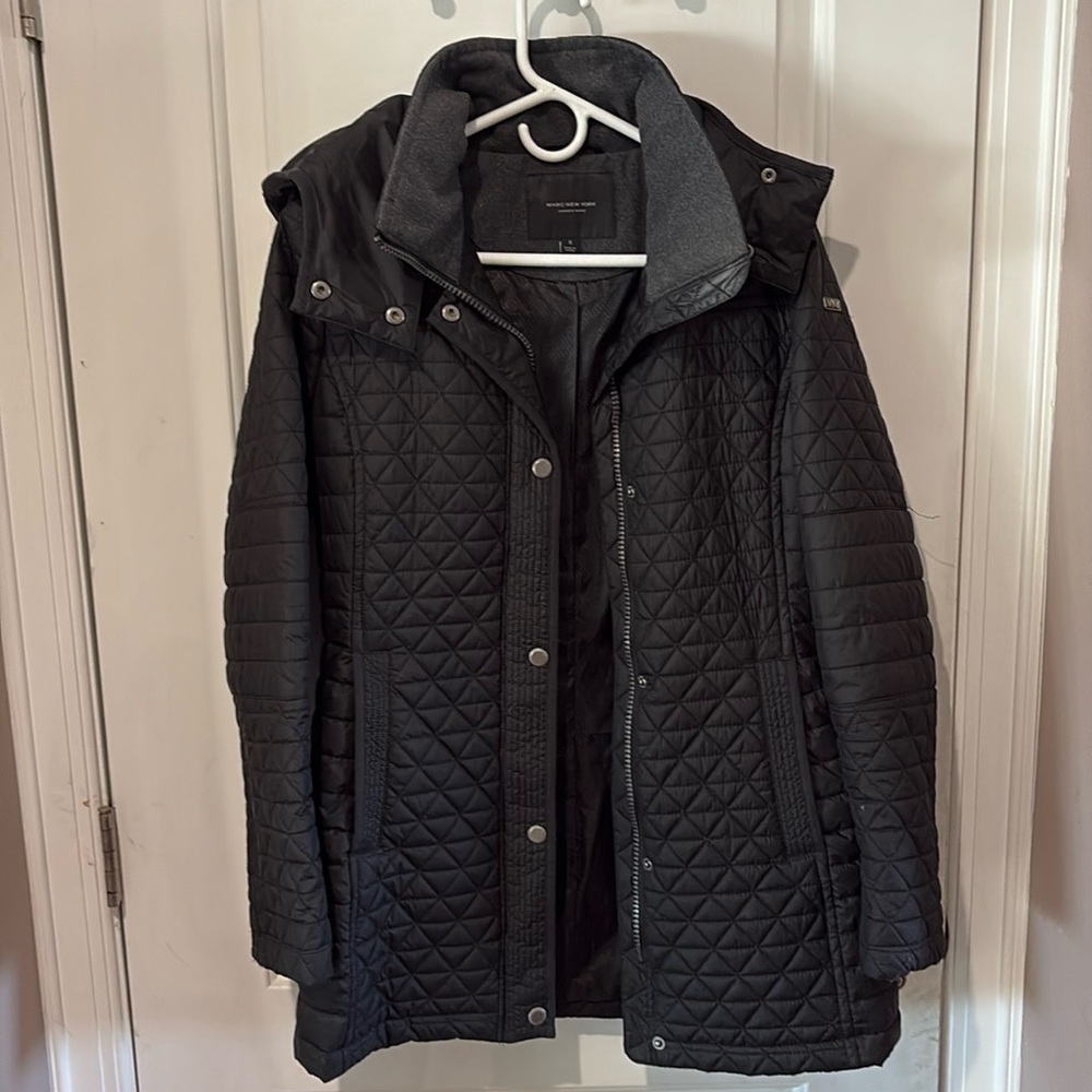Marc New York by Andrew Marc Women’s Quilted Black Jacket – Small – Hooded